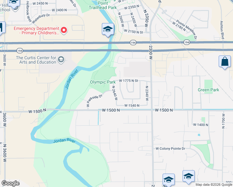 map of restaurants, bars, coffee shops, grocery stores, and more near 1704 North 2600 West in Lehi