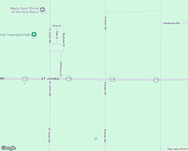 map of restaurants, bars, coffee shops, grocery stores, and more near 8705 Ohio 119 in Maria Stein