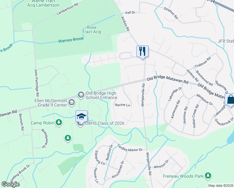 map of restaurants, bars, coffee shops, grocery stores, and more near in Old Bridge