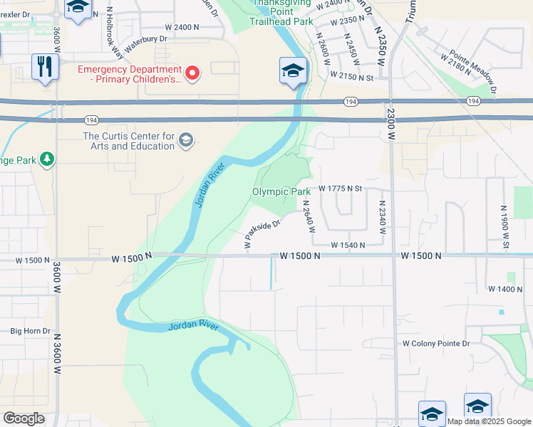 map of restaurants, bars, coffee shops, grocery stores, and more near 2772 West Parkside Drive in Lehi
