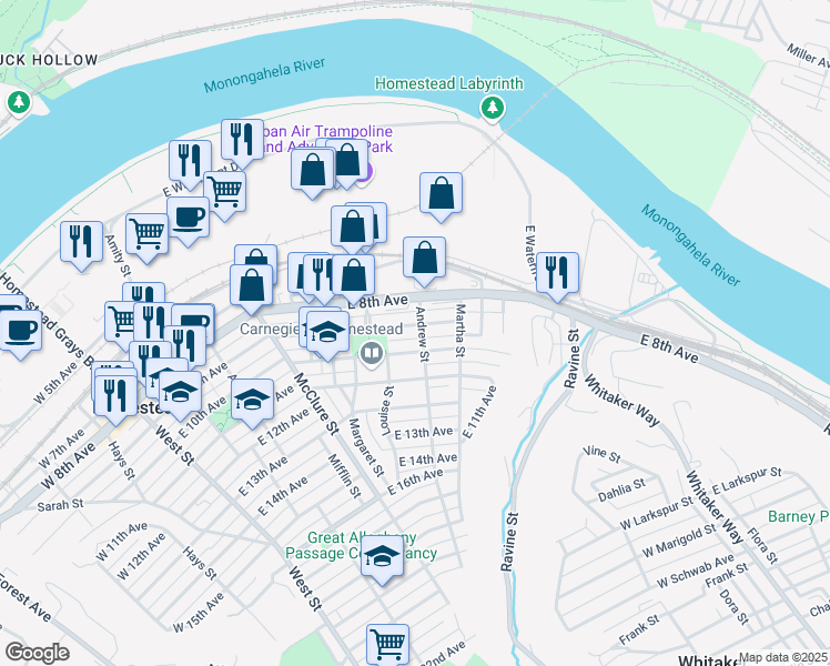 map of restaurants, bars, coffee shops, grocery stores, and more near 617 East 9th Avenue in Homestead