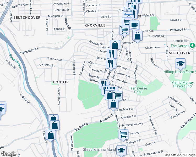 map of restaurants, bars, coffee shops, grocery stores, and more near 241 Reifert Street in Pittsburgh