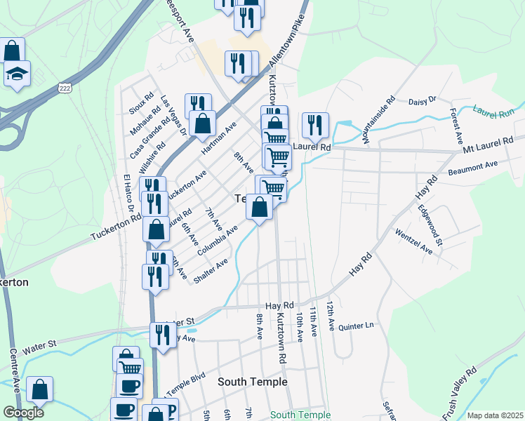 map of restaurants, bars, coffee shops, grocery stores, and more near 4857 8th Ave in Temple