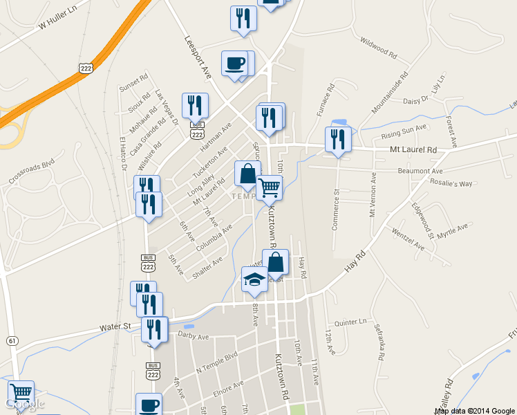 map of restaurants, bars, coffee shops, grocery stores, and more near 4857 8th Ave in Temple