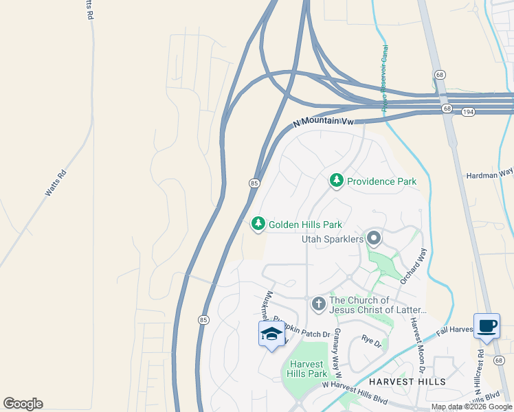 map of restaurants, bars, coffee shops, grocery stores, and more near 2517 North Velvet Moon Drive in Saratoga Springs