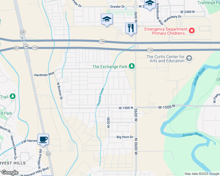 map of restaurants, bars, coffee shops, grocery stores, and more near 1743 North 3780 West in Lehi
