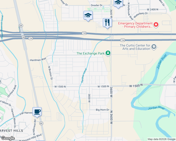 map of restaurants, bars, coffee shops, grocery stores, and more near 1183 North 3830 West in Lehi