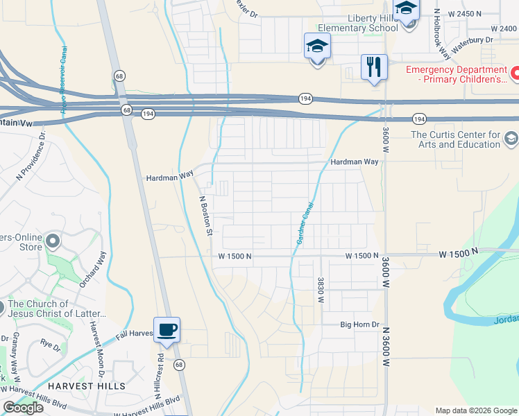 map of restaurants, bars, coffee shops, grocery stores, and more near 4090 West 1730 North in Lehi