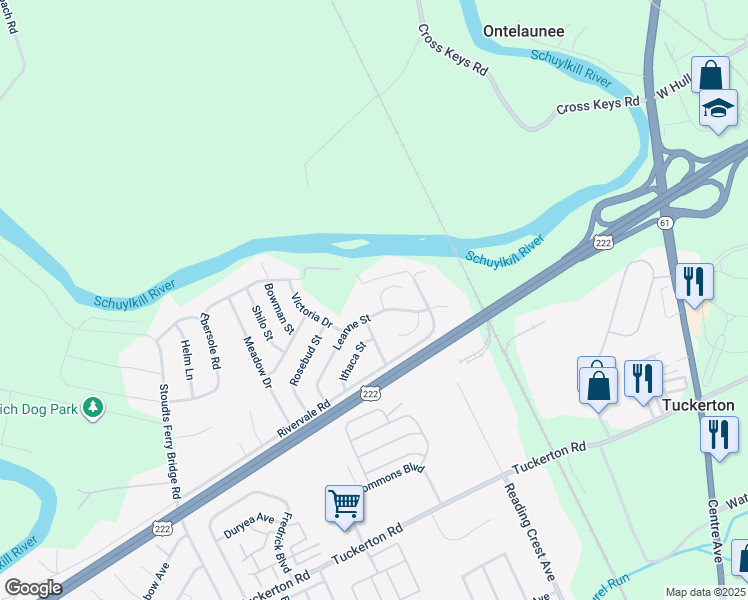 map of restaurants, bars, coffee shops, grocery stores, and more near 1002 Eddystone Court in Reading