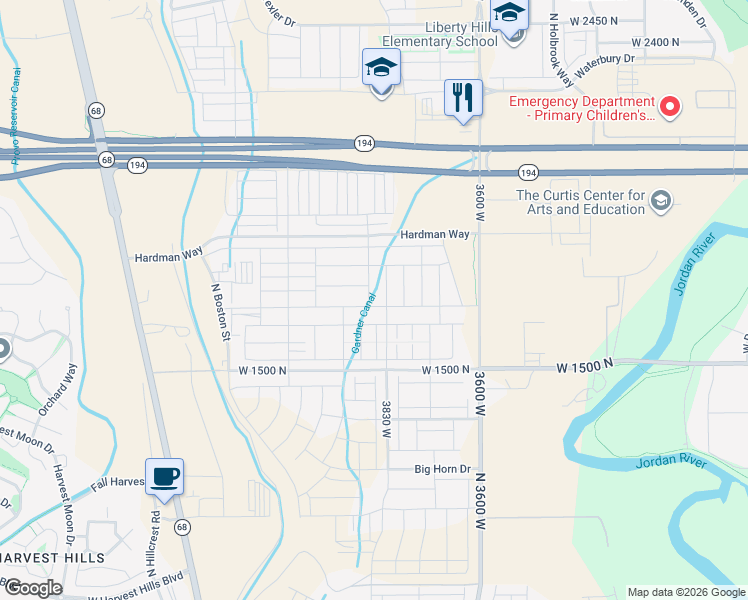 map of restaurants, bars, coffee shops, grocery stores, and more near 1708 North 3870 West in Lehi