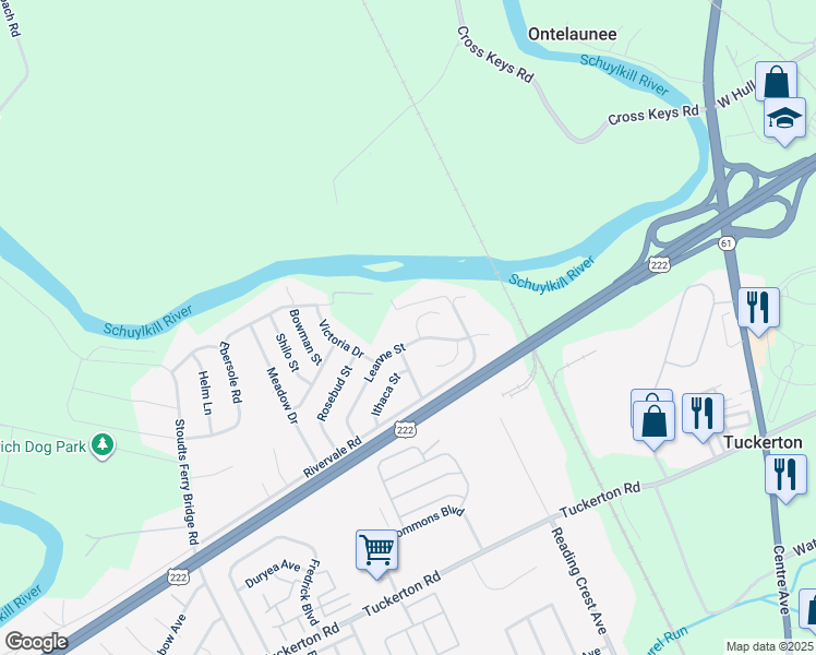 map of restaurants, bars, coffee shops, grocery stores, and more near 1002 Eddystone Court in Reading