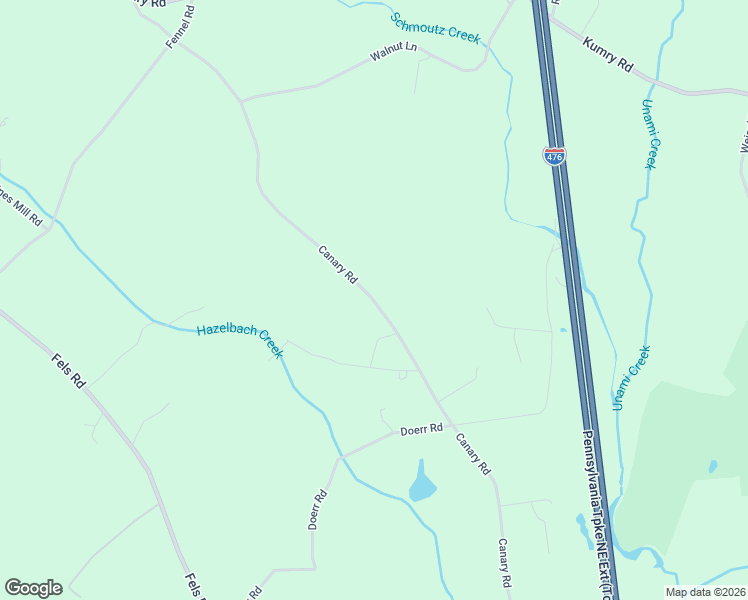 map of restaurants, bars, coffee shops, grocery stores, and more near 1615 Canary Road in Quakertown