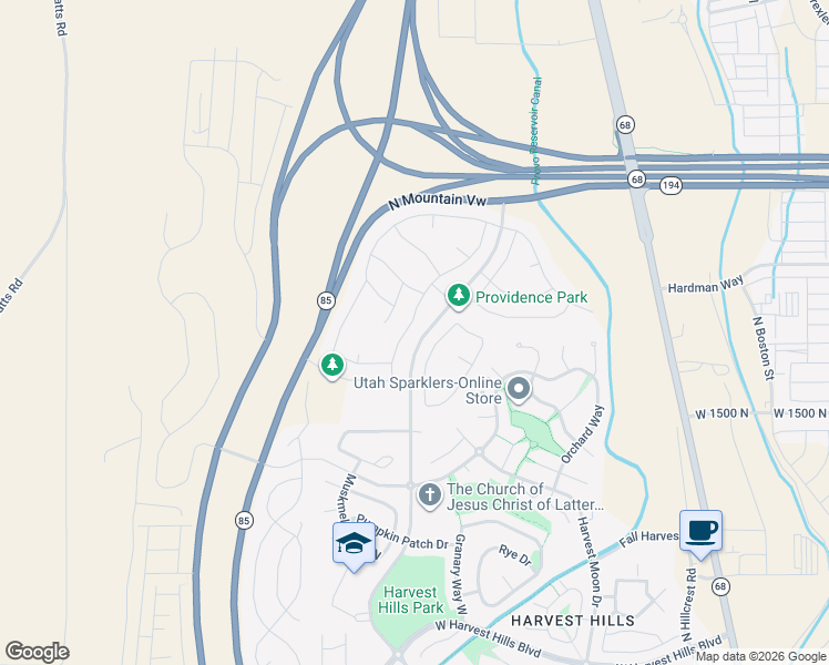 map of restaurants, bars, coffee shops, grocery stores, and more near 2538 North Geranium Drive in Saratoga Springs