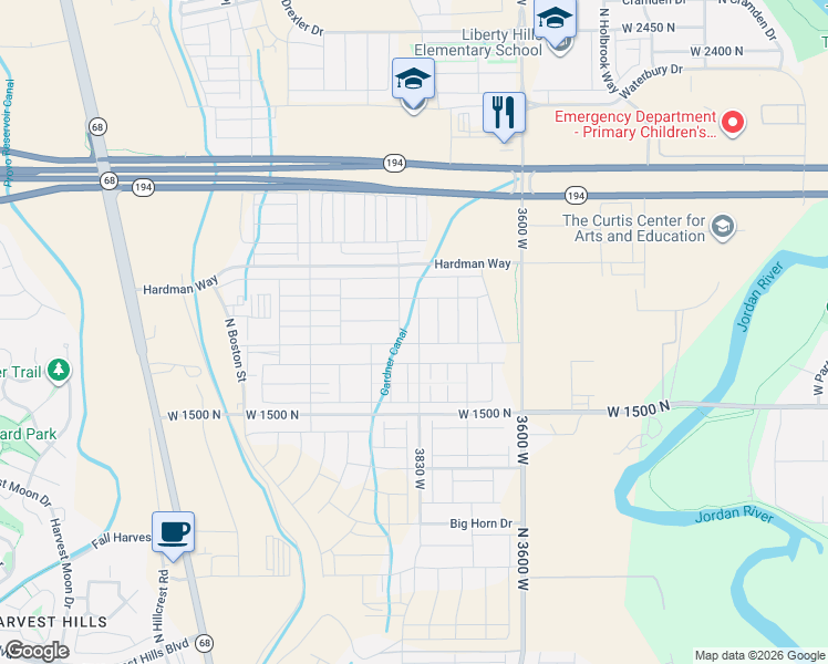 map of restaurants, bars, coffee shops, grocery stores, and more near 1743 North 3780 West in Lehi