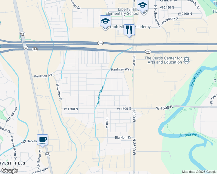 map of restaurants, bars, coffee shops, grocery stores, and more near 1743 North 3780 West in Lehi