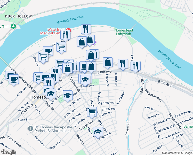 map of restaurants, bars, coffee shops, grocery stores, and more near 559 East 9th Avenue in Homestead