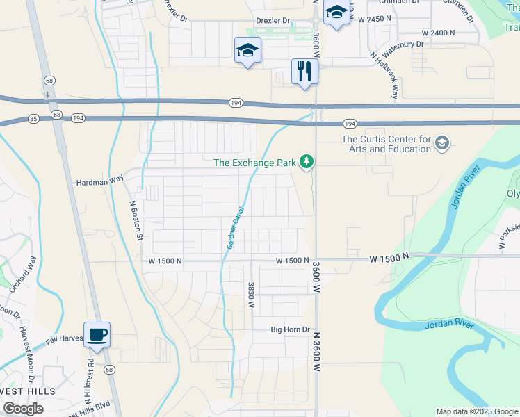 map of restaurants, bars, coffee shops, grocery stores, and more near 1731 North 3780 West in Lehi