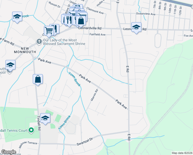 map of restaurants, bars, coffee shops, grocery stores, and more near 707 Hopping Road in Middletown