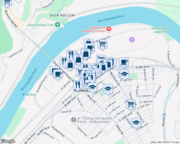 map of restaurants, bars, coffee shops, grocery stores, and more near 230 East 6th Avenue in Homestead