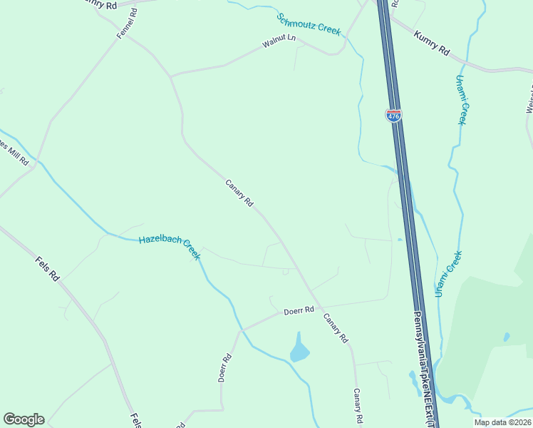 map of restaurants, bars, coffee shops, grocery stores, and more near 1635 Canary Road in Quakertown