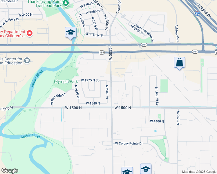 map of restaurants, bars, coffee shops, grocery stores, and more near 1700 North 2340 West in Lehi