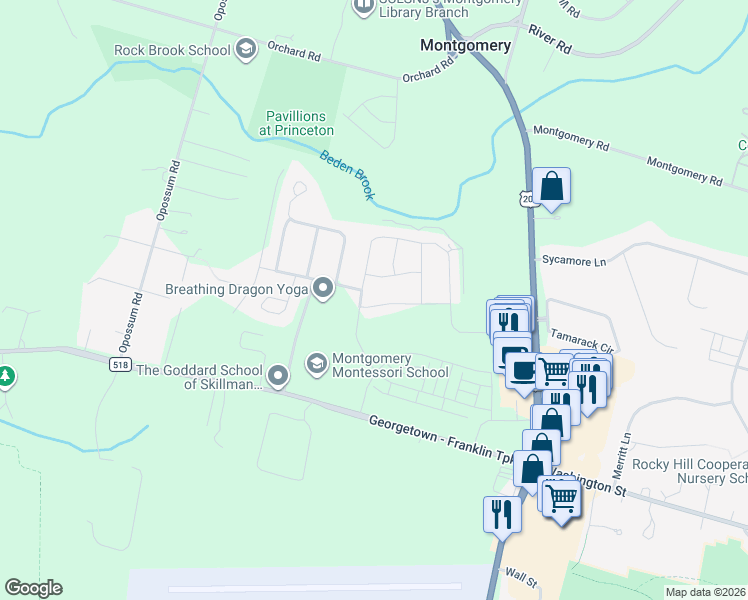 map of restaurants, bars, coffee shops, grocery stores, and more near 5 Mystic Drive in Montgomery
