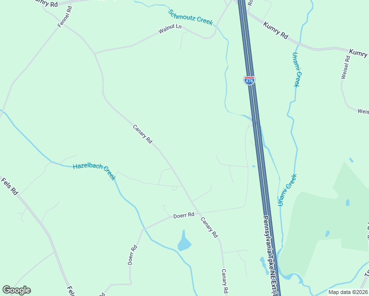 map of restaurants, bars, coffee shops, grocery stores, and more near 1615 Canary Road in Quakertown