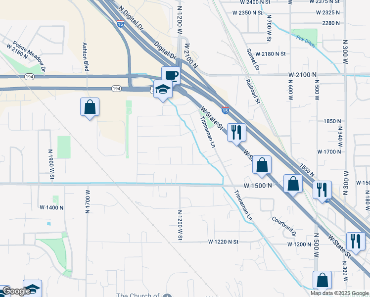 map of restaurants, bars, coffee shops, grocery stores, and more near 1758 North 1150 West in Lehi