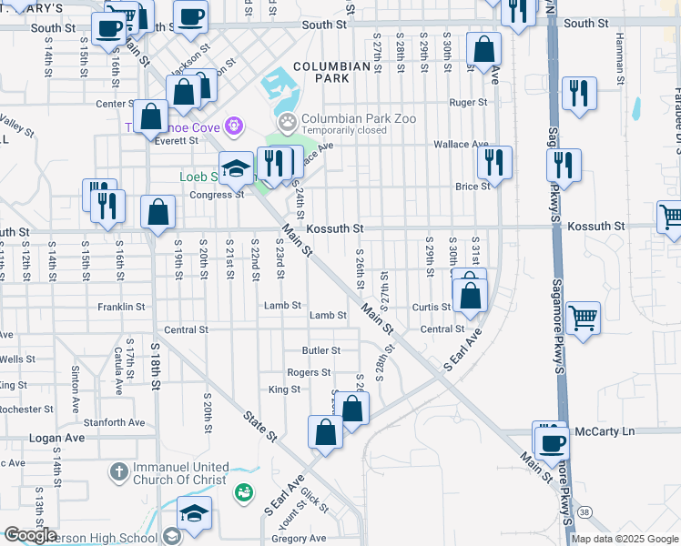 map of restaurants, bars, coffee shops, grocery stores, and more near 2508 Main St in Lafayette