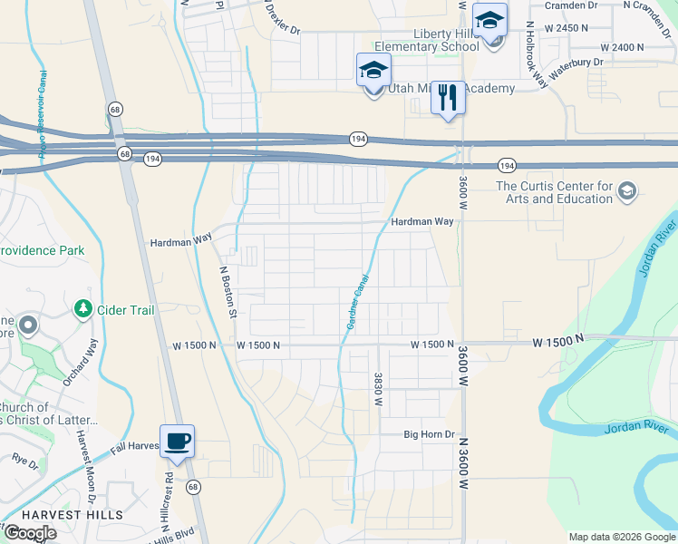 map of restaurants, bars, coffee shops, grocery stores, and more near 3979 West 1750 North in Lehi