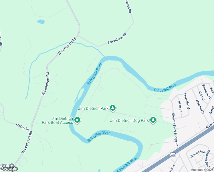 map of restaurants, bars, coffee shops, grocery stores, and more near 5611 Stoudts Ferry Bridge Road in Reading