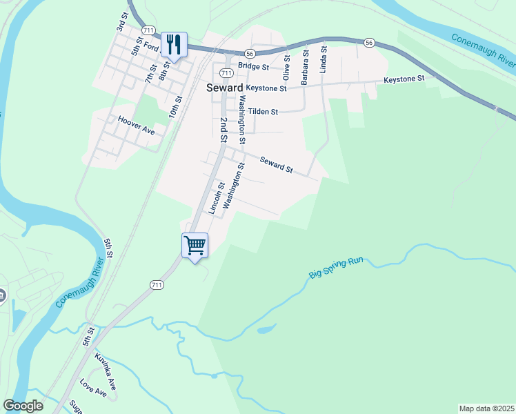 map of restaurants, bars, coffee shops, grocery stores, and more near 533 Truman Street in Seward