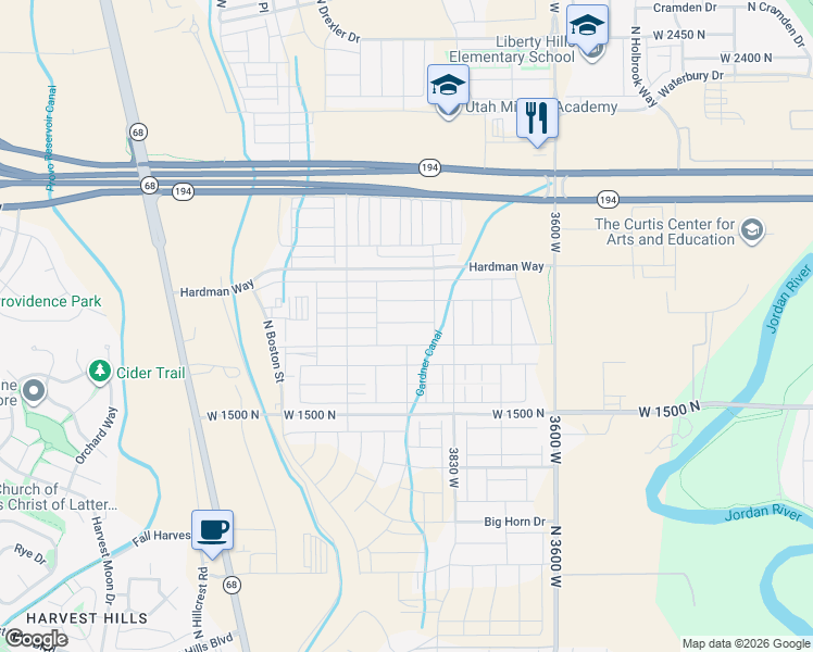 map of restaurants, bars, coffee shops, grocery stores, and more near 3979 West 1750 North in Lehi