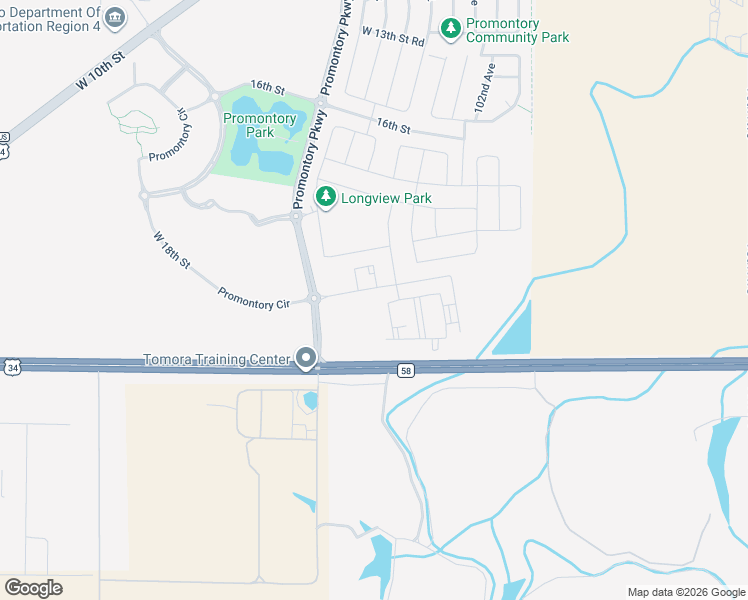 map of restaurants, bars, coffee shops, grocery stores, and more near 1898 Promontory Circle in Greeley