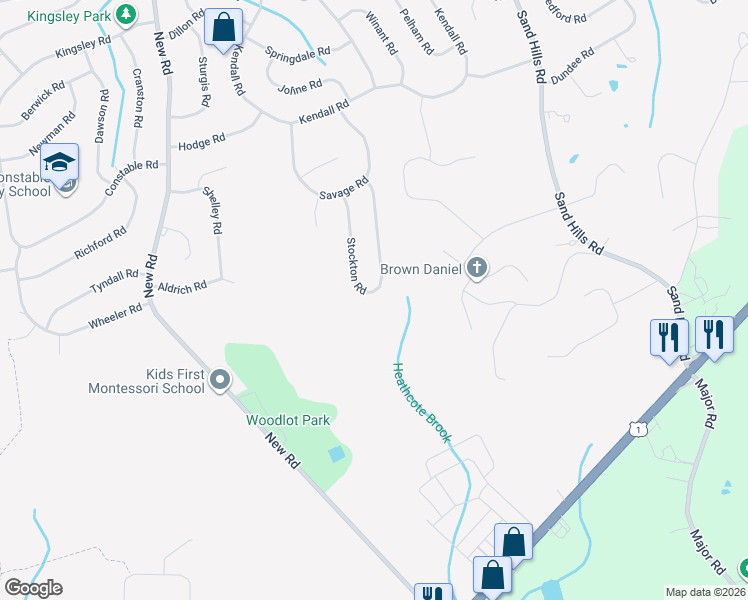 map of restaurants, bars, coffee shops, grocery stores, and more near 31 Stockton Road in South Brunswick Township