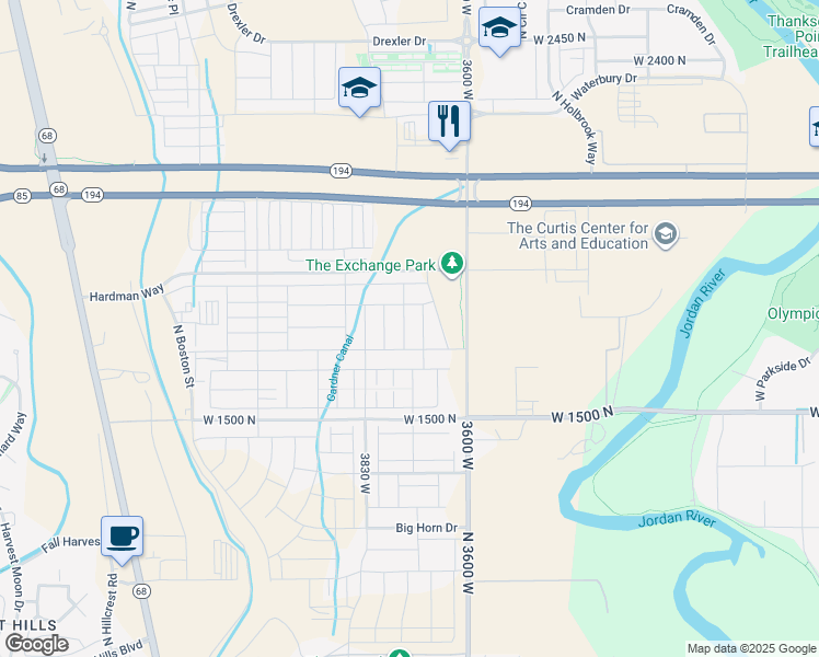 map of restaurants, bars, coffee shops, grocery stores, and more near 1748 North 3720 West in Lehi