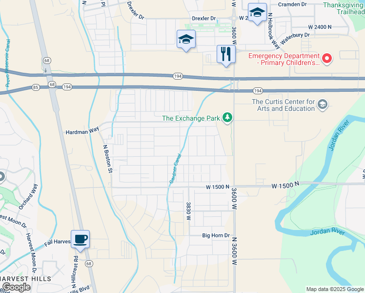 map of restaurants, bars, coffee shops, grocery stores, and more near 1746 North 3870 West in Lehi