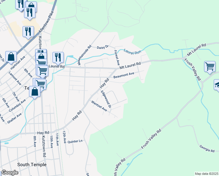 map of restaurants, bars, coffee shops, grocery stores, and more near 1011 High View Court in Temple