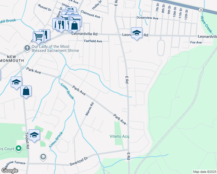 map of restaurants, bars, coffee shops, grocery stores, and more near 676 Hopping Road in Belford