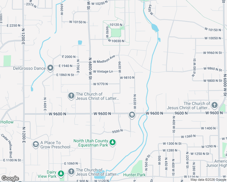 map of restaurants, bars, coffee shops, grocery stores, and more near 6658 West 9720 North in Highland