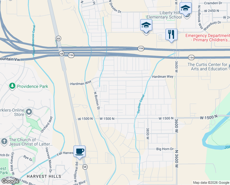 map of restaurants, bars, coffee shops, grocery stores, and more near 4090 West 1730 North in Lehi
