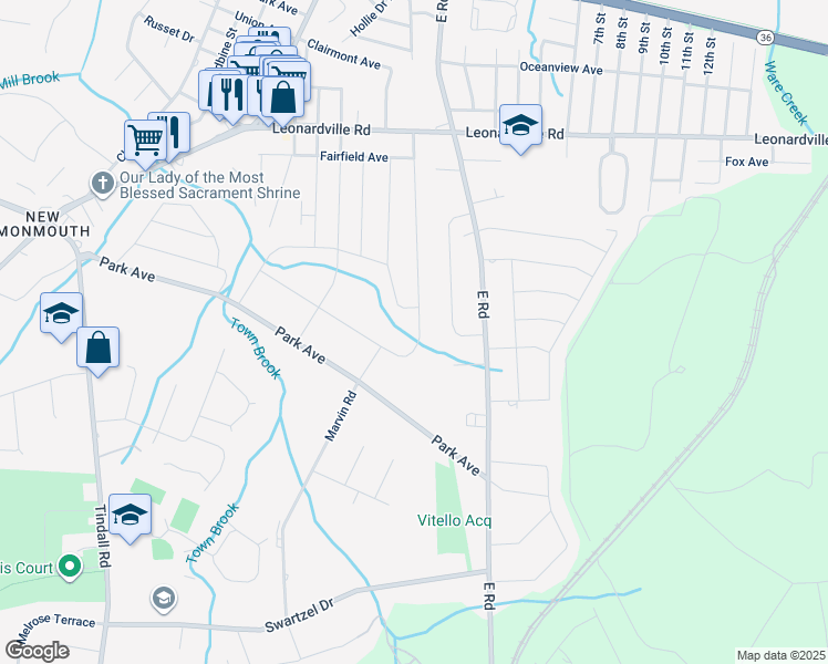 map of restaurants, bars, coffee shops, grocery stores, and more near 676 Hopping Road in Belford