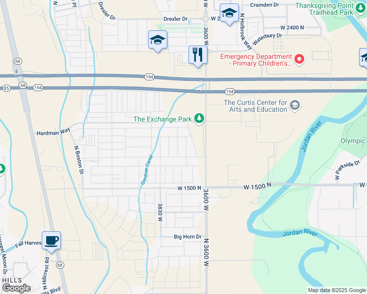 map of restaurants, bars, coffee shops, grocery stores, and more near 1749 North 3680 West in Lehi