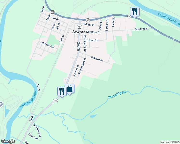 map of restaurants, bars, coffee shops, grocery stores, and more near 533 Truman Street in Seward