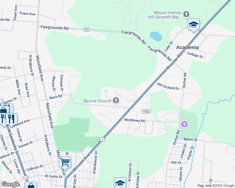 map of restaurants, bars, coffee shops, grocery stores, and more near 700 Follin Avenue in Mount Vernon