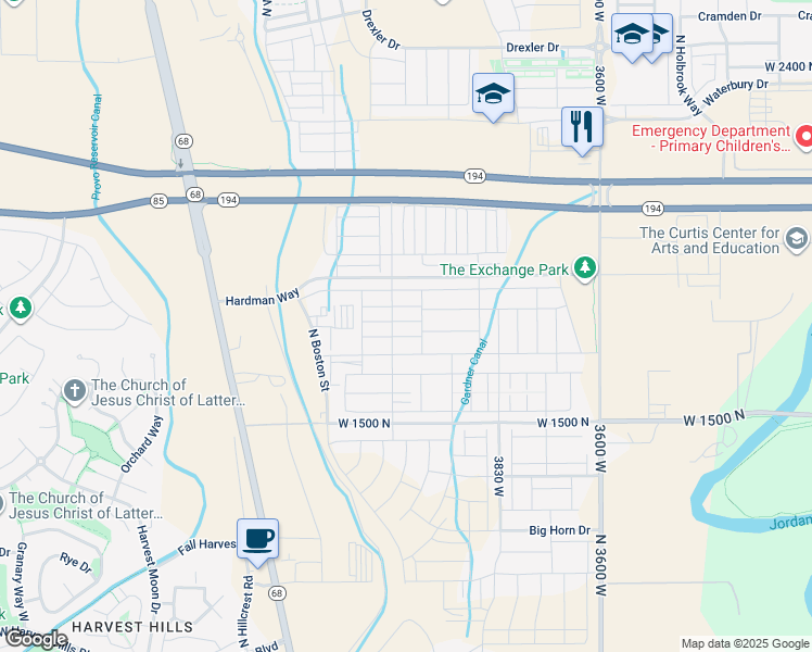map of restaurants, bars, coffee shops, grocery stores, and more near 4057 West 1760 North in Lehi