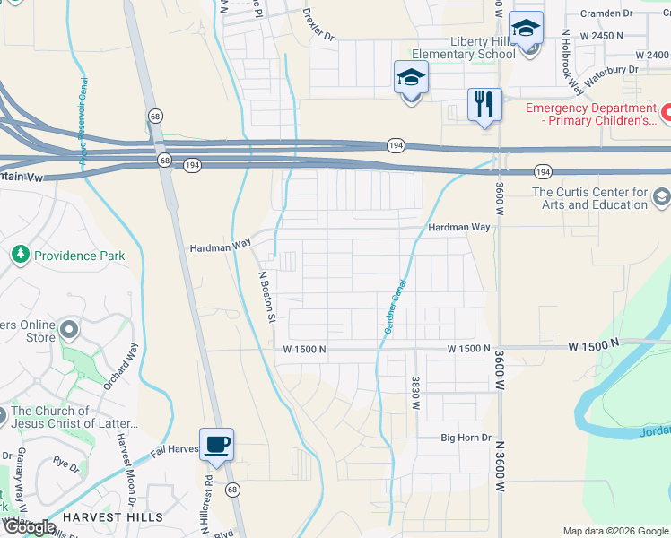 map of restaurants, bars, coffee shops, grocery stores, and more near 4069 West 1760 North in Lehi