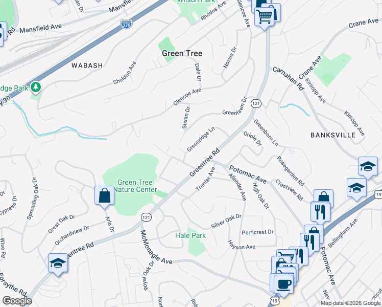 map of restaurants, bars, coffee shops, grocery stores, and more near 10 Elmhurst Road in Pittsburgh