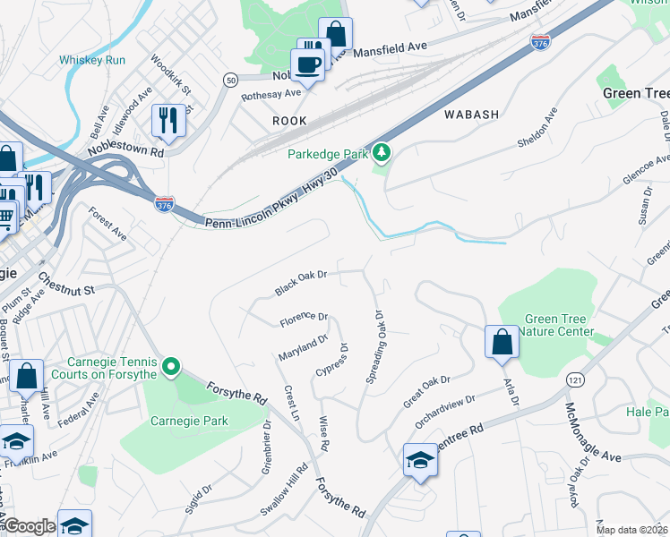 map of restaurants, bars, coffee shops, grocery stores, and more near 141 Black Oak Drive in Pittsburgh