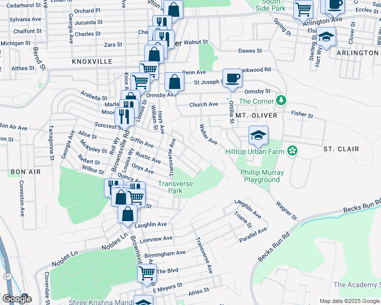 map of restaurants, bars, coffee shops, grocery stores, and more near 638 Margaret Street in Pittsburgh